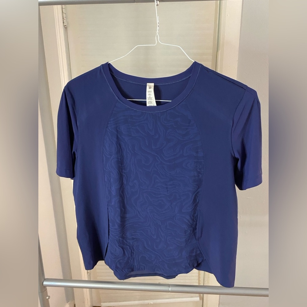 Lululemon Blue Boxy Crop Short Sleeve Tee
